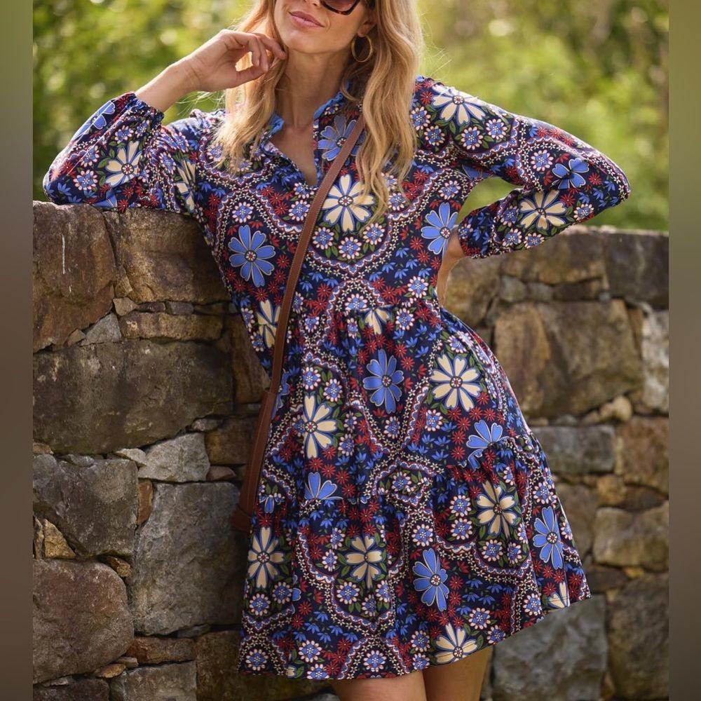 Jude Connally Women’s Dolly Dress Felicity Floral Tiered Mini Size XS